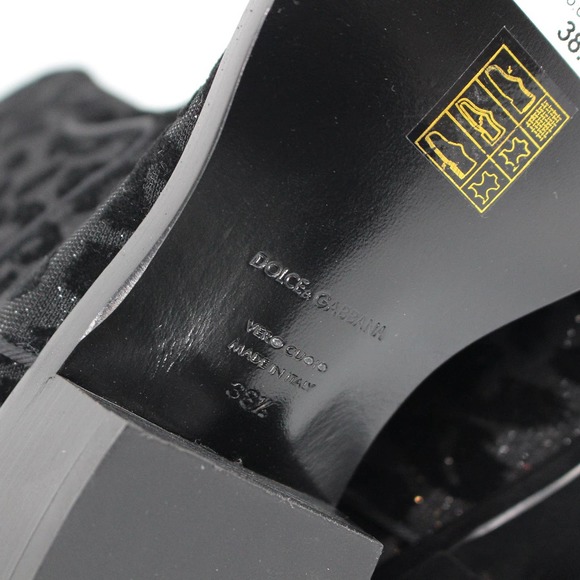 Dolce & Gabbana Black Leopard Metallic Heeled Cowboy Ankle Boots 38.5 Bootie - Picture 7 of 7